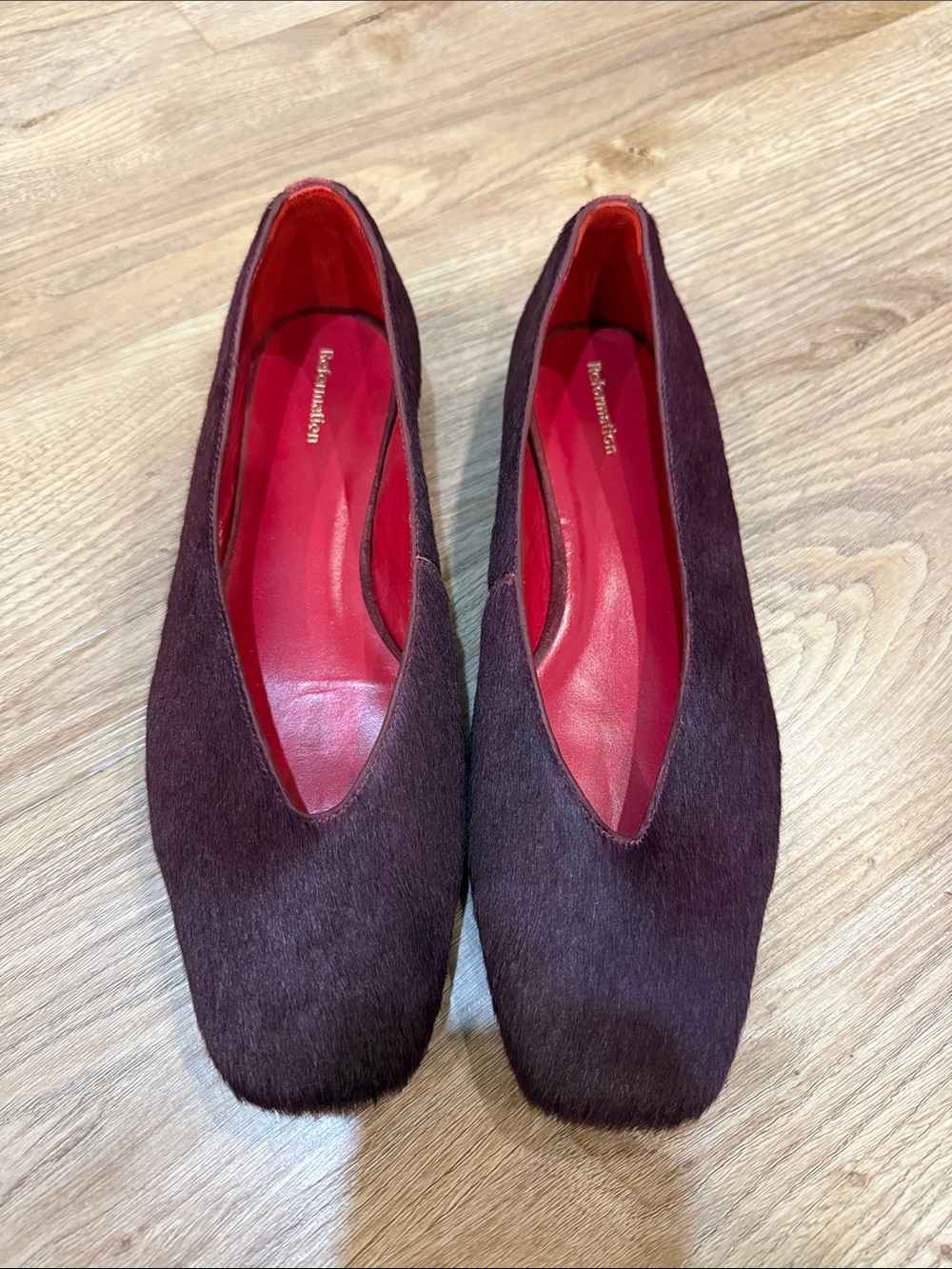 Reformation Prudence Calf Hair Ballet Flats